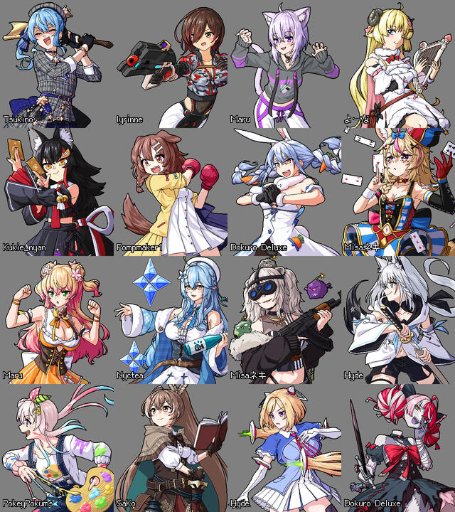 Character portraits created with sketches/linework provided by others